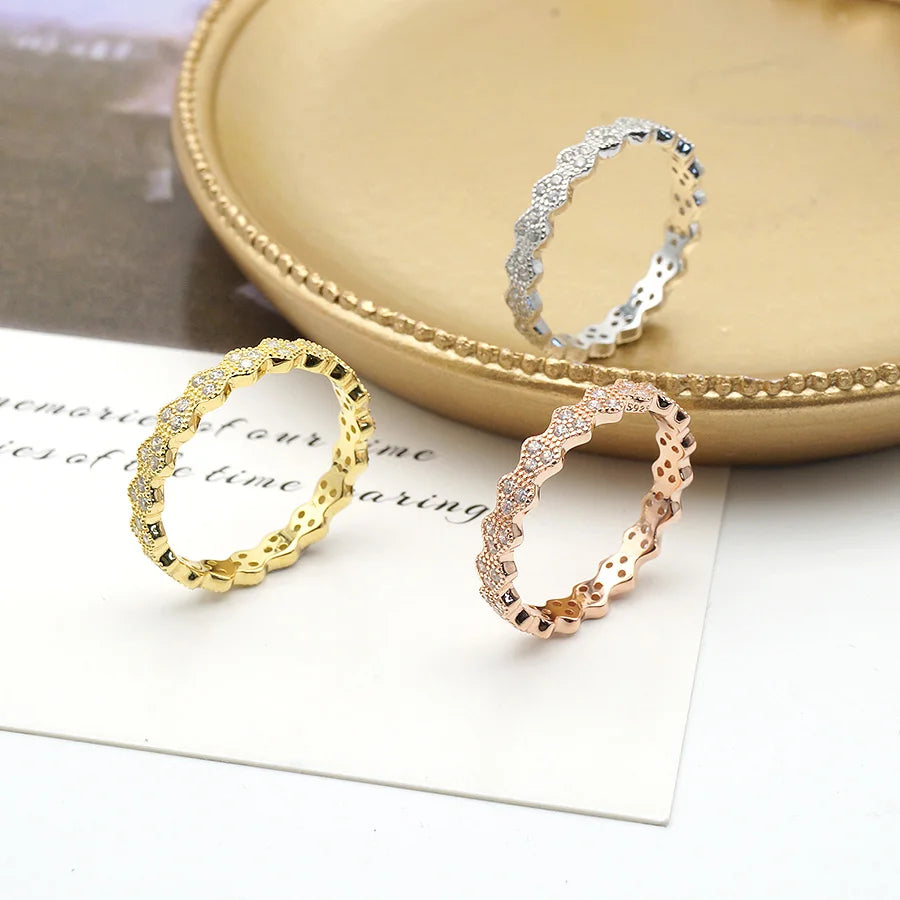 2021 Trendy CZ Diamond Stacking Ring 925 Sterling Silver Rings Jewelry Women Wedding Ring