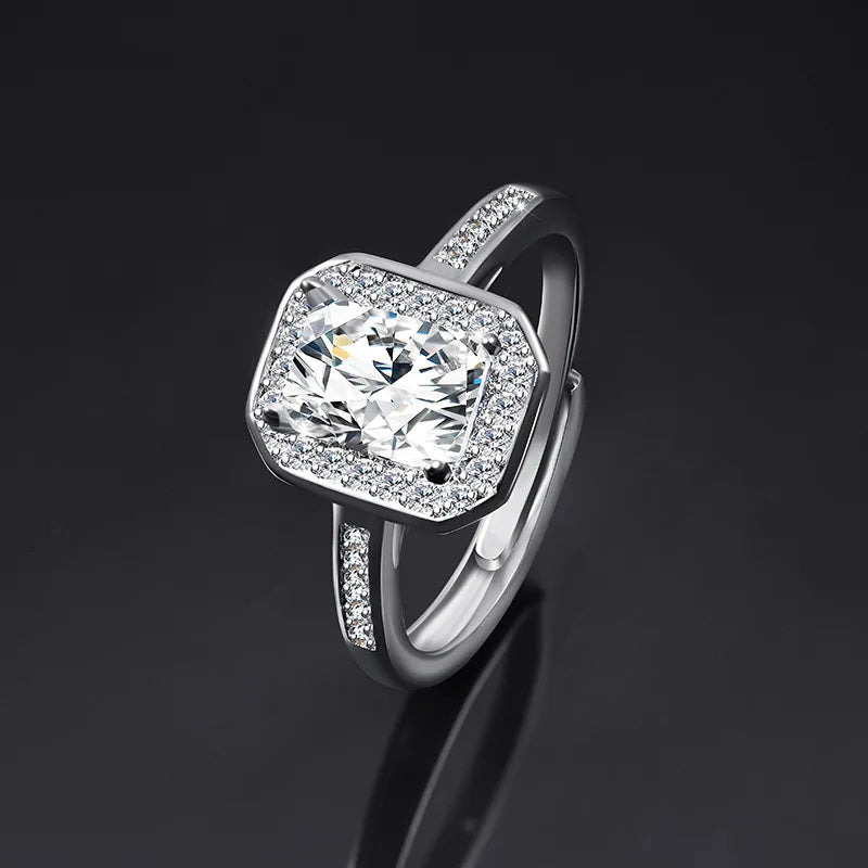Wholesale Price Stocks Selling Fashion Classic 925 Sterling Silver Jewelry Adjustable Size Diamond Engagement Wedding Rings