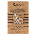 SC Hot Selling 5 Connecting Hearts Sister Bracelet Adjustable Leather Bracelet 5 Pcs Friendship Stainless Steel Heart Bracelets