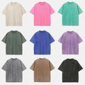 Men's 100% Cotton 230Gsm Oversized Acid Washed Faded Loose Casual Vintage Streetwear T-Shirts Solid Pattern Knitted Fabric