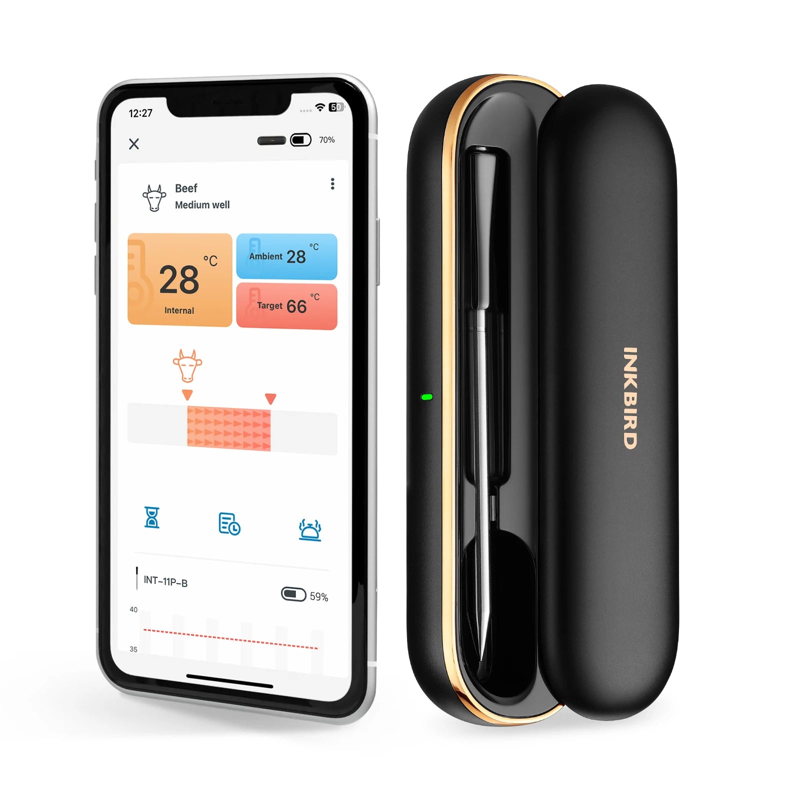 INKBIRD INT-11P-B Smart Wireless Grill Bbq Thermometers for Cooking Oven
