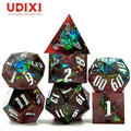 Udixi Resin Sharp Edge Dice Set RPG Dungeons and Dragons Custom logo Dice Red&Black