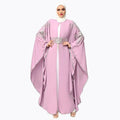 Luxury pink Kaftan Dresses Women Muslim butterfly Cut Embroidered batwing Sleeve Turkish Abaya Wholesale