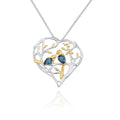 Abiding Natural London Blue Topaz Gemstones Jewelry 925 Sterling Silver Handmade Bud Bird Heart Women's Pendant Necklace
