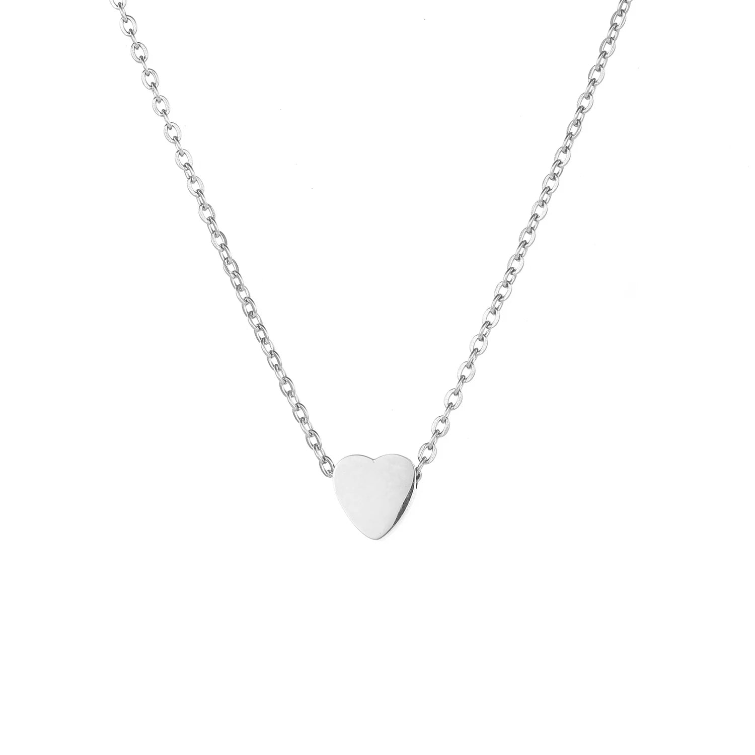 316L Stainless Steel Minimalist Jewelry 14K Gold Heart Charm Pendant with Link Chain Valentine's Gift Wedding Necklace for Women
