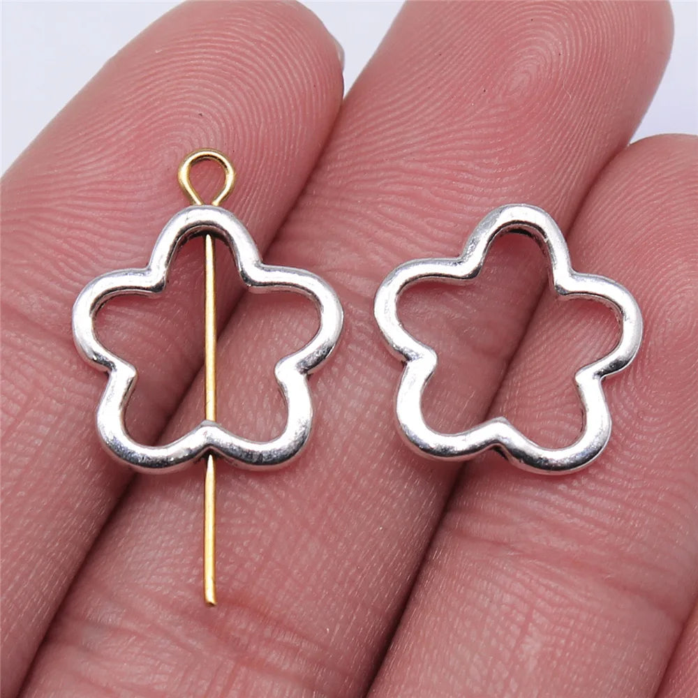 Jewelry Findings 16 mm Flower Charm Full Hole Hot Selling JEWELRY HANDMADE DIY Accessoriesantique Silver /gold Color