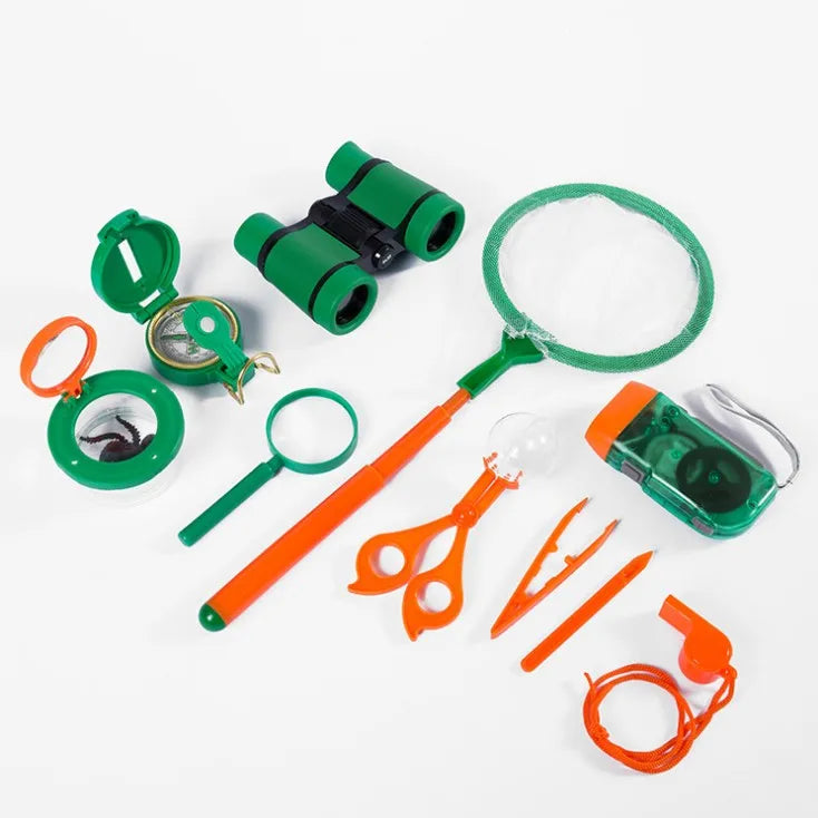 Children's Outdoor Adventure Toy Set Multi-function Telescope Compass Hand-cranked Flashlight