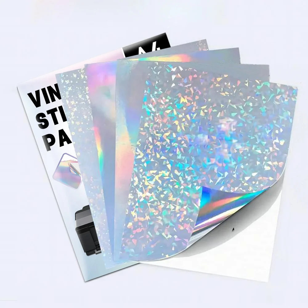 New Arrival Fan Yi A4 Security Strip Label Die Cut Clear Paper Hologram Foil Sticker Sheet Logo Spot Holographic Stickers Custom