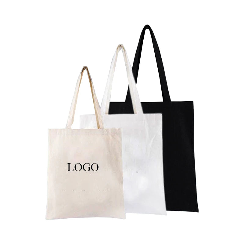 Wholesale Customized Cotton Canvas Tote Bag Plain White Blank Reusable Shopping Bags with Custom Print Logo