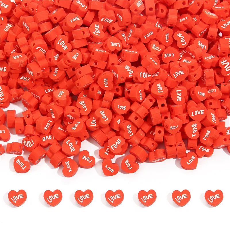 Multi color heart-shaped polymer clay bead bracelets necklaces earrings jewelry accessories wholesale in bulk