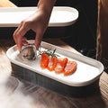 Wholesale Japanese Style Creative Rectangle Porcelain Dry Ice Plate Hotel Restaurant Dishes & Plates for Sushi Seafood