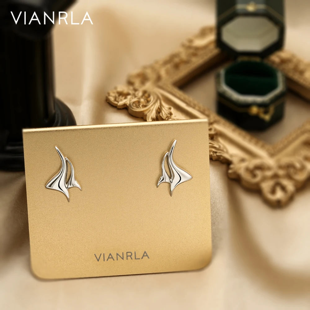 VIANRLA 925 Sterling Silver Stud Earrings Women White Gold Plated Stud Earrings Women
