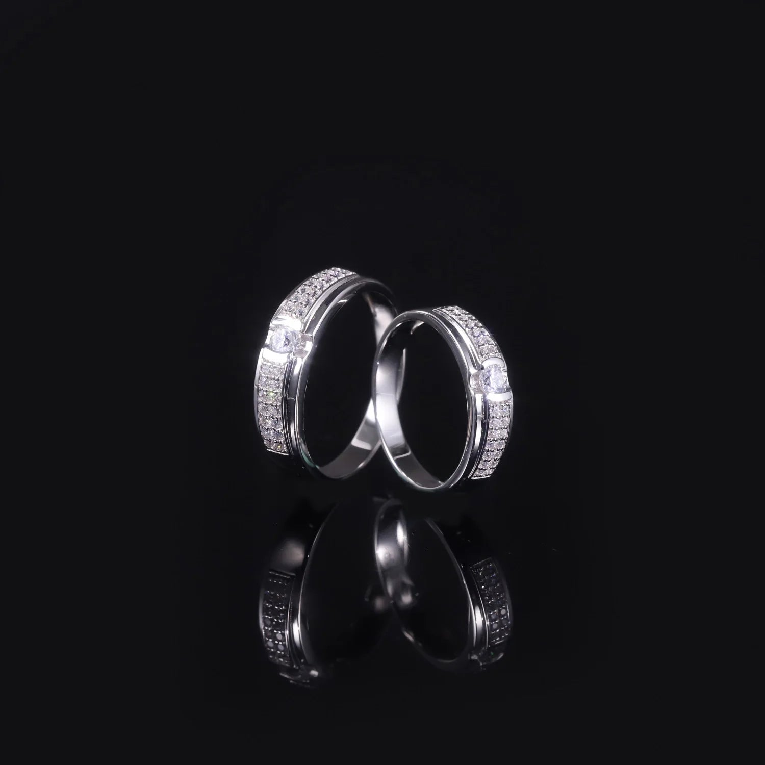 Abiding 925 Sterling Silver 3.25mm 3.5mm VS DEF Lab Grown Diamond Men Women Rings Wedding Eternity Bands Set for Couple