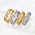 Fashion European Vintage Stainless Steel Jewelry Wholesale 18K Gold Plated Waterproof Unisex Chunky Wide Couple Bangle Bracelet