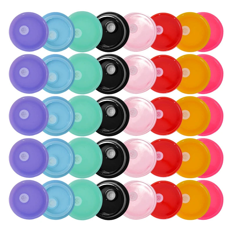 RTS  40pcs/ctn Colored Replacement Plastic Lids for 16oz Glass clear Frosted Cups Glass Tumbler Mugs 8 Colors Mixed