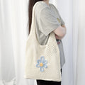 2024 Trendy Lightweight Women's Tote Bags Handmade Crochet Flowers Knitted Hollowed Beach Bags Portable Open Closure for Summer
