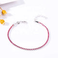New Trendy Lab Diamond Pink Zircons Adjustable Tennis Bracelet 925 Silver for Women