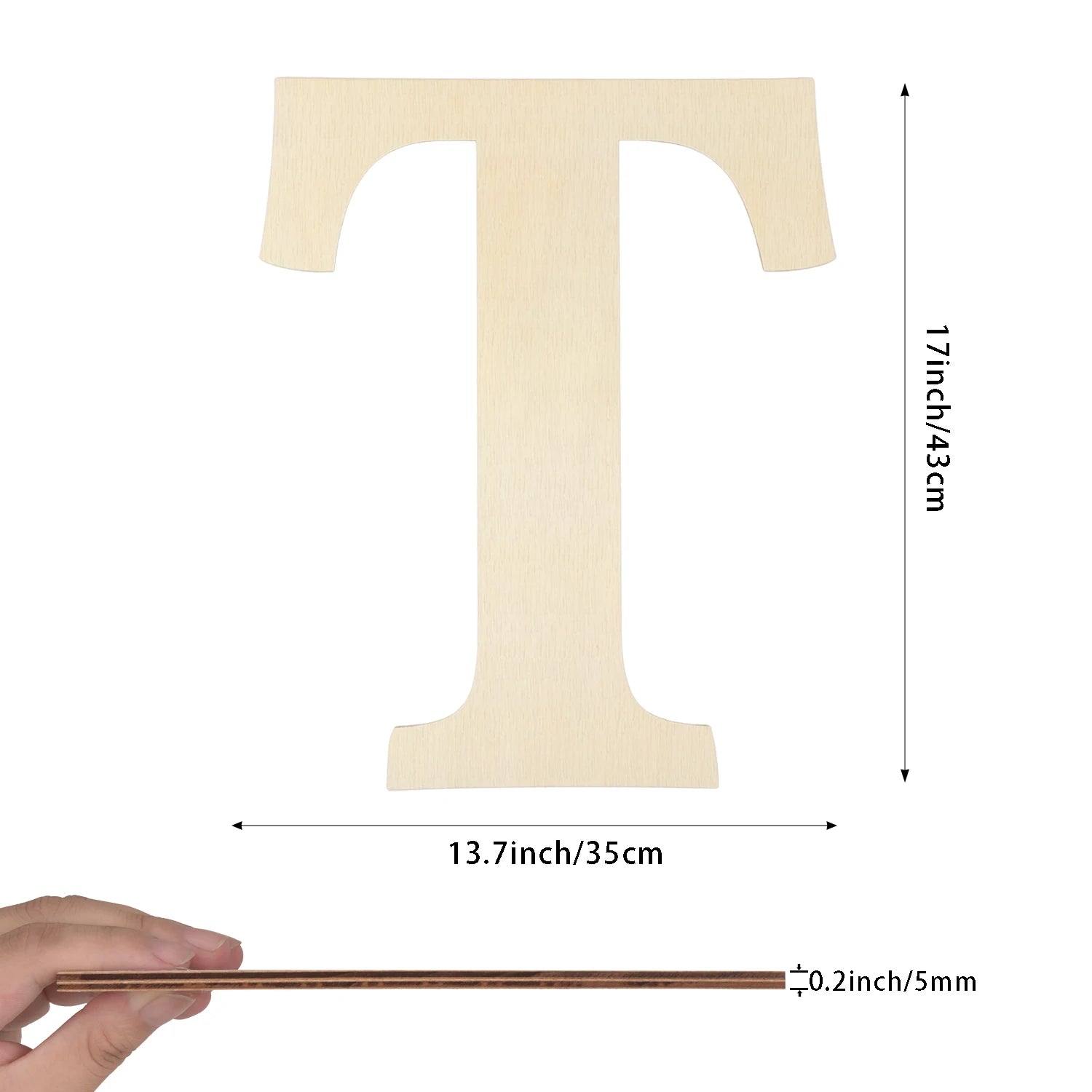 Creative 26 Uppercase Letters Wood Craft 17 Inch Unfinished DIY Decorative Wooden Letters Durable Modern Home Gift Model