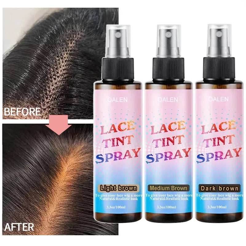 OEM ODM Private Label 100ML Natural Healthy Lace Tint Spray Dark Brown Middle Brown Light Brown Wig Tint Spray