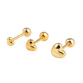 QS457 Gold Plated Piercing Earring Heart Mini Stud Earrings 925 Sterling Silver Jewelry