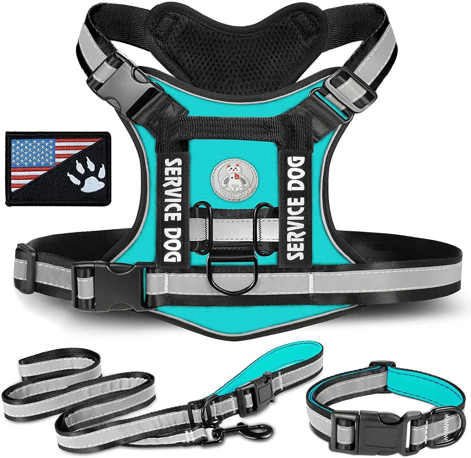 Custom XL Tactical Dog Harness Vest with Fur Decoration Adjustable Nylon Pet Training Vest Featuring an Integrated Leash