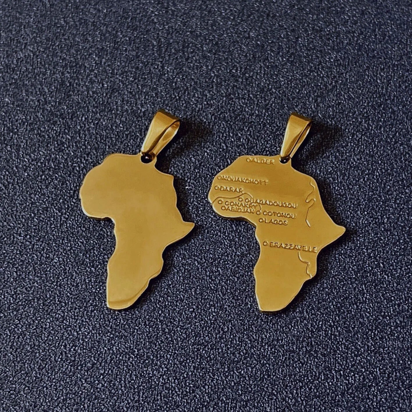 Custom Country Map Waterproof Jewelry 18k Gold Plated Map Necklace Pendant Stainless Steel Africa Map Pendant for Men