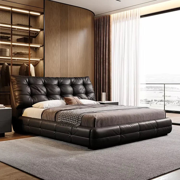 Design King Size Luxury Leather Leather Bedrooms Furniture Sets Up-holstered Beds