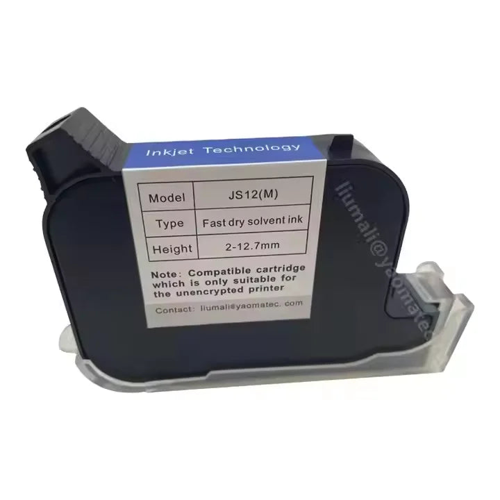 Yaomatec 12.7mm Black Handheld Thermal Inkjet Printer Quick-drying Ink Cartridge on Carton Plastic Wooden Not Encrypted