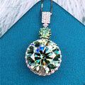 Silver 925 Original Total 16 Carat Round Brilliant Cut Diamond Test Past Green Moissanite Pendant Necklace Women Fine Jewelry