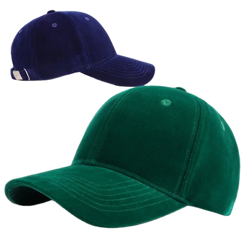 7 Color Women's Winter Fall Classic Style Velvet Baseball Cap 6 Panel Velour Trucker Hats Fashionable Adjustable Sports Hat Caps