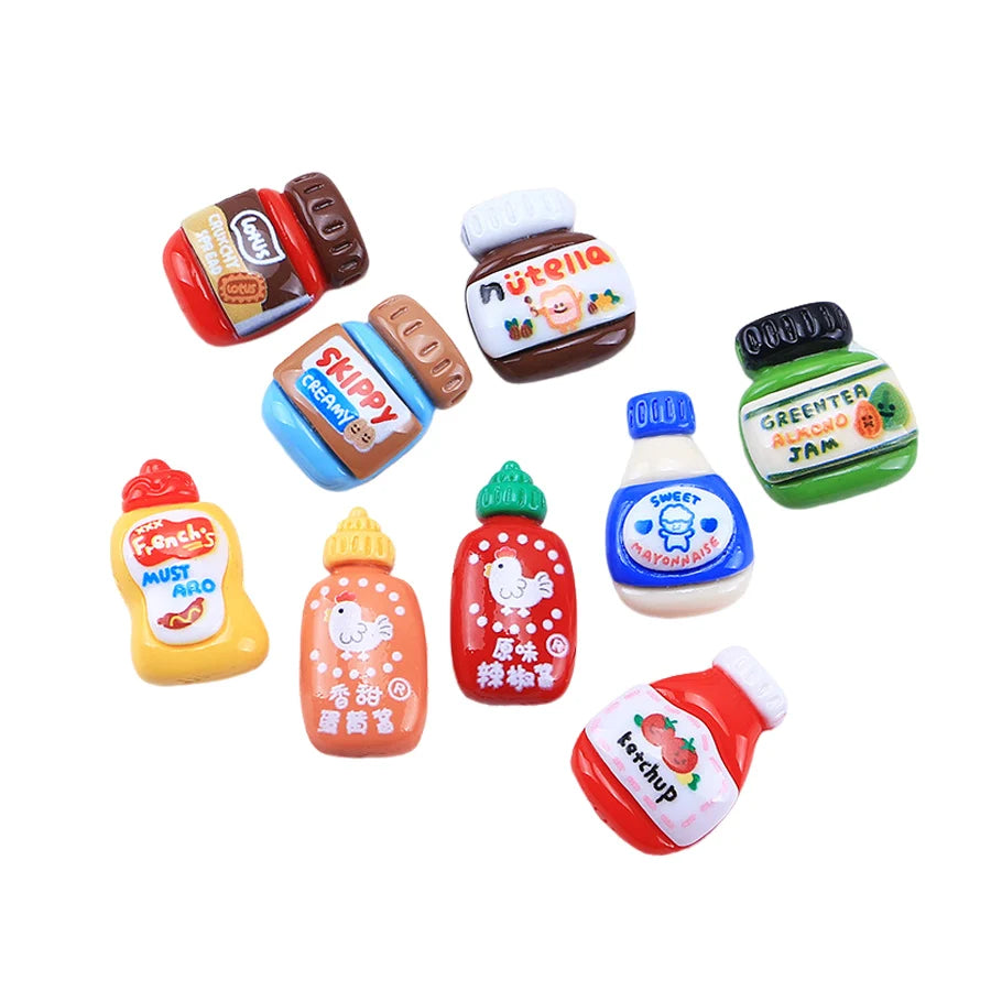 Cute Lovely Flatback Cruet Sauce Bottle Shape Resin Embellishment Toy Accessories
