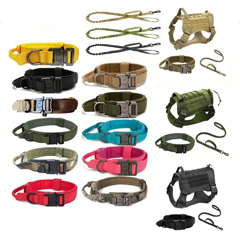 Best Pet Leash Large Dog Strap Nylon Tactical Chest Back Set Collar Leash Outdoor Training Dog Leash Pet Harnesses