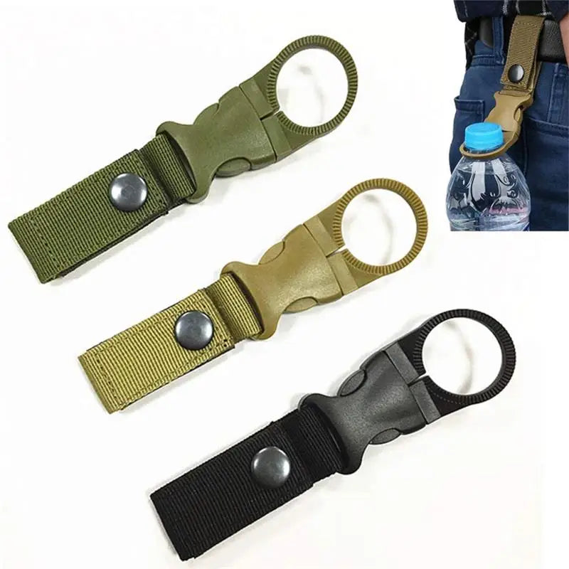 Nylon Webbing Strap Water Bottle Clips Portable Water Bottle Ring Holder Hanging Key Chain for Outdoor Camping Mountaineering