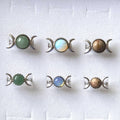 Wholesale New Design Moon Ring Jewelry Ladies Fashion Natural Colorful Round Shaped Gemstone Adjustable Rings