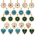 Trendy Round Heart Shape Natural Mother of Pearl Shell Agate Malachite Charm PendantJewelry for Necklace Accessories Supply L55