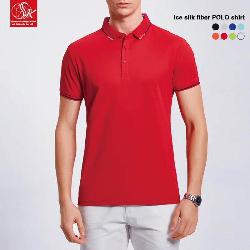 SK Men's Premium Sport Blank Uniform for Polo T-Shirts Embroidered Solid Golf Tactical Short Sleeve Plain Design Custom Logo