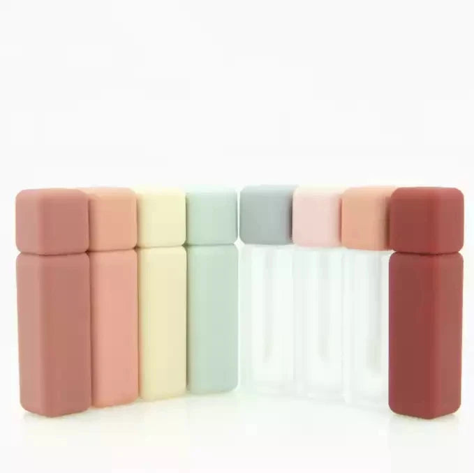 Fancy Cosmetic Packaging Colored Matte Rubber Liquid Lipstick Tubes 5ml square Custom logo Lipstick Tubes