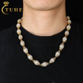 Fashion Rappers Jewelry Prong Setting Vvs Moissanite Diamond 12mm 925 Sterling Silver Olive Shaped Link Chain Necklace