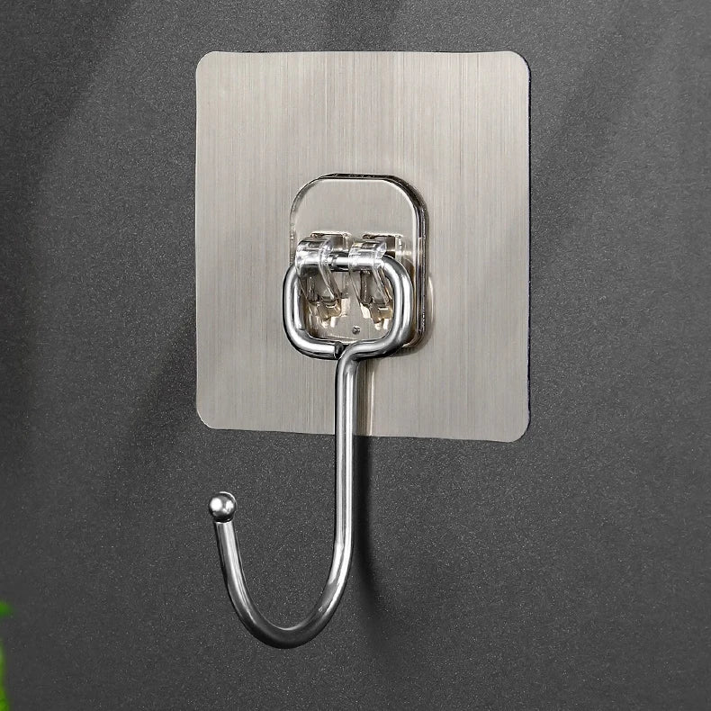 Stainless Steel Office Kitchen Bathroom Decorative Hanging Hook Waterproof Sticky Self Adhesive Wall Hooks