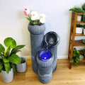 LED Lighted Hand-painted Resin Fountain Tiered Design & Planter Detail Art Home Decorative Indoor Water Feature Business Gift