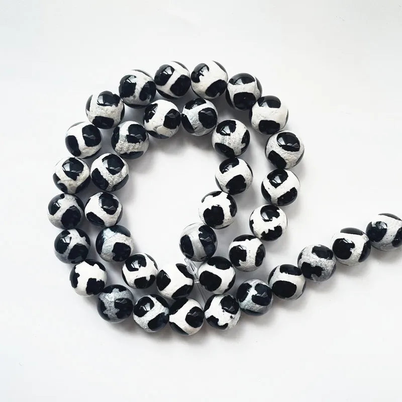 Wholesale Tibetan Agate Beads Round Stone Loose Beads for Jewelry Making Bracelet 15.5"