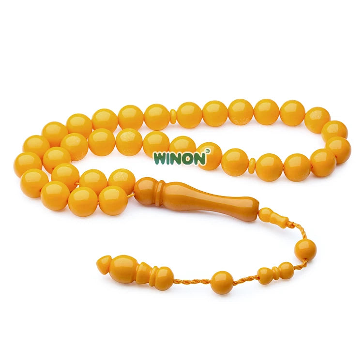 Muslim Religious Traditional Rosary 33 Beads Tasbih Yellow Bakelite Prayer Beads One-line Knitted Tassel Unisex Anniversary Gift