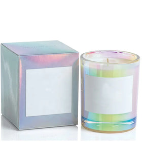 2026 Unique New Design 6oz 8oz 10oz 14oz Small Mini Luxury Empty Iridescent Glass Candle Glass Jar with Custom Box