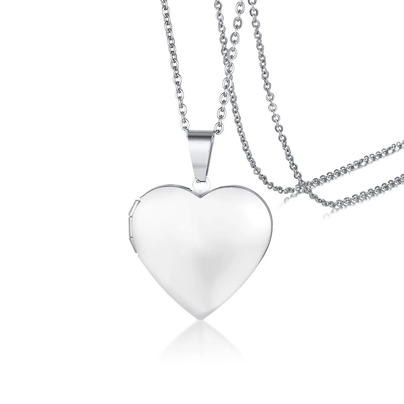Wholesale Custom Logo Pendant Box Personalized Stainless Steel Heart-Shaped Locket Necklace with Family Photo Trendy DIY Style