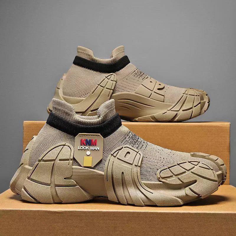 New Designer Elastic Slip Breathable Cotton Upper Casual Trainer Lightweight Walking Sneaker Spring Walking Running Shoes Men