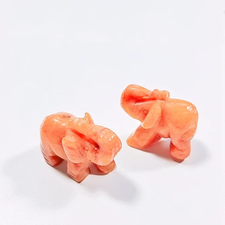 HZ 2 Inch Elephant Agate Crystal Semi-precious Stone Carving Elephant Red Aventurine Stone Animal Ornaments Crafts Elephant Carving