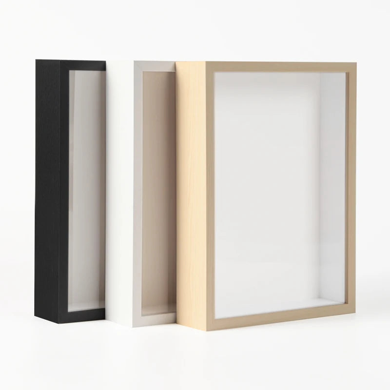 Photo Frame White 3d Deep Art Picture Frame Box Dried Flower Leaves Wood MDF Shadow Box Photo Frame A4 A3