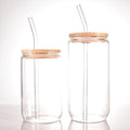 New 400ml 500ml Beverage Water Drink Bottle Juice Cup Customized High Borosilicate Glass Bottles with Straw and Bamboo Lid