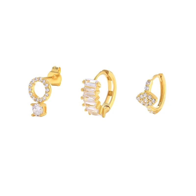 Dainty Crystal Pave  Eye 925 Sterling Silver  Earrings Set for Women  Fashion Jewelry