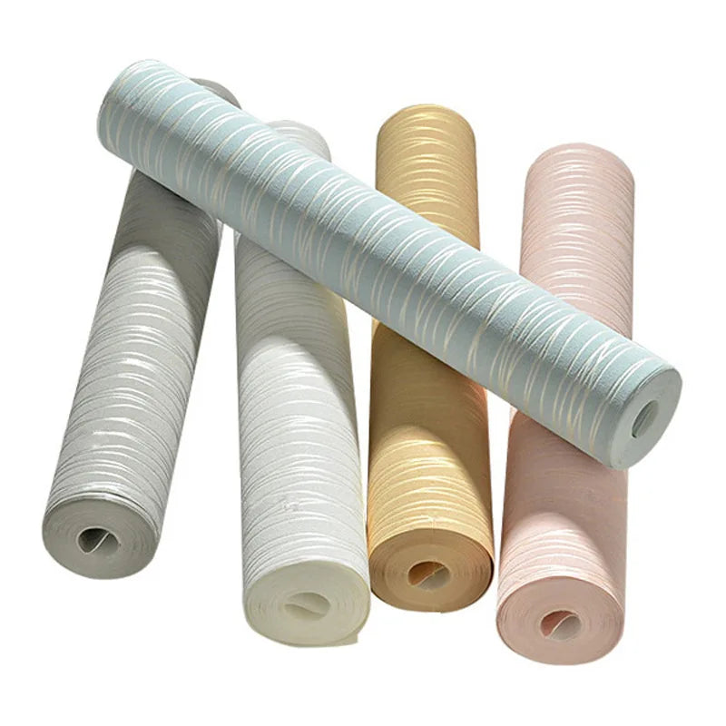 Modern Minimalist Floral Non-Woven Wallpaper Vertical Stripes for Living Room Film Television Sofa Background Wall; Fireproof